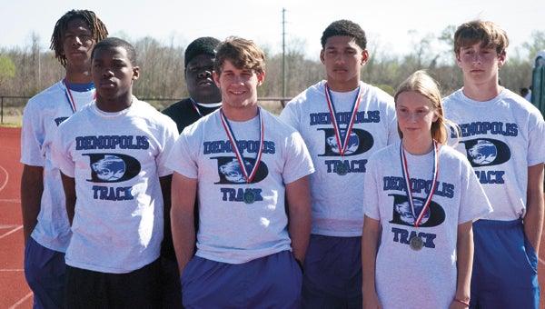 DHS track members Rodney Harper, Hollis Bright, Demetrius Kemp, Alston Dinning, DJ Howell, Peyton Pearson and Gracie Boykin earned medals at the team’s first meet at the Northridge Invitational in Tuscaloosa on Saturday. 