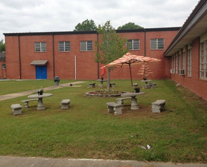 The science classes at John Essex High School helped decorate the courtyard at the school, which is a popular spot for students during their break.