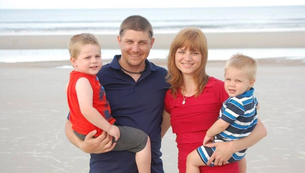 Jeremy Wasson is shown with his wife, Tiffany, and their two sons, Aaron, 4, and Austin, 2.