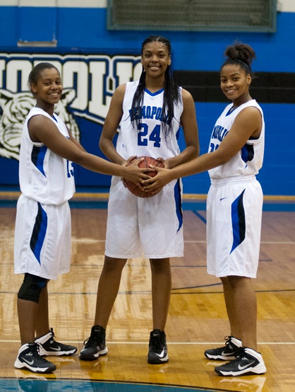 Sha’Deitra White, Caleb Washington and Ivery Moore look to be the leaders on this year’s  Demopolis High School girls basketball team.
