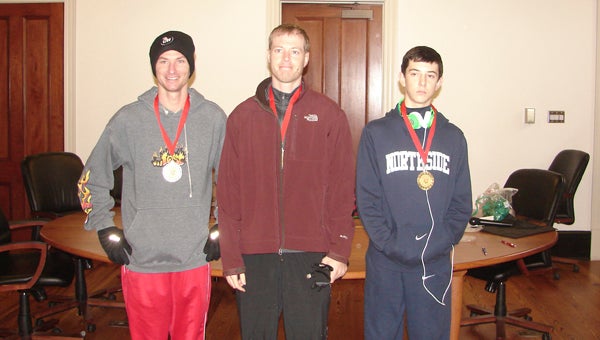 The top overall finishers in the race were Ashton King (right), Will Gardner (center) and Kenny Fair.