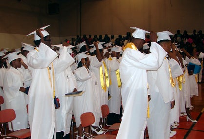 The Linden High School Class of 2014 celebrates following the graduation ceremony.