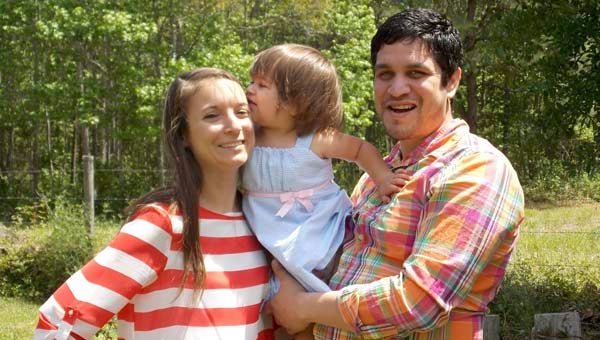 Kelsey Berlanga became the youth director at Demopolis First United Methodist Church at the end of July. She is shown with her daughter, Mikah, and husband, Monty.