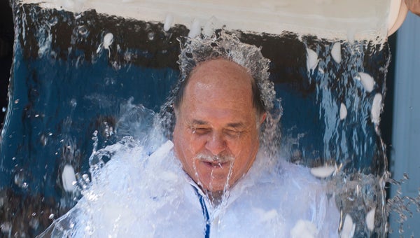 Demopolis Mayor Mike Grayson accepted the ALS "Ice Bucket Challenge" Friday afternoon at City Hall.