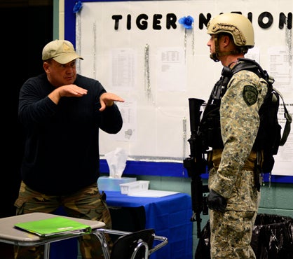 Robert Goodner instructs an officer during Wednesday's training session.