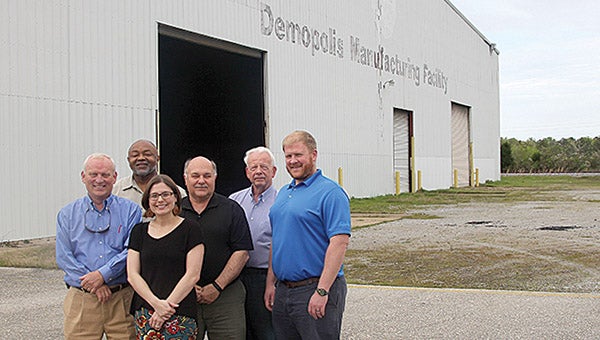 Pictured at the facility that officials hope will be the future home to the Port of Demopolis are, from left, DIDB Member Woody Collins, City Councilman Nathan Hardy, Demopolis Chamber of Commerce Director Ashley Coplin, Mayor Mike Grayson and councilmembers Cleveland Cole and Harris Nelson. 