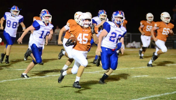Cameron Peppenhorst broke free for the first touchdown on the first play and the Longhorns were off to the races in the playoff victory. 